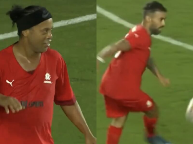 VIDEO | La tremenda jugada de Ronaldinho y Jorge Valdivia en partido de leyendas 